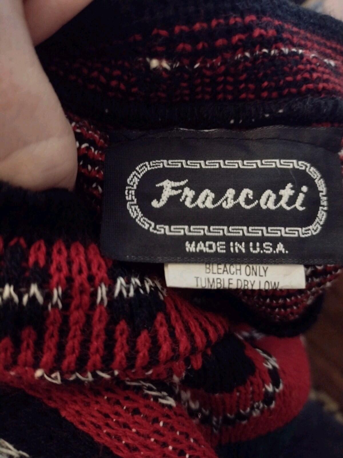 Vintage 80s Frascati USA Folk Clover Pattern Sweater Acrylic Women’s Size 40