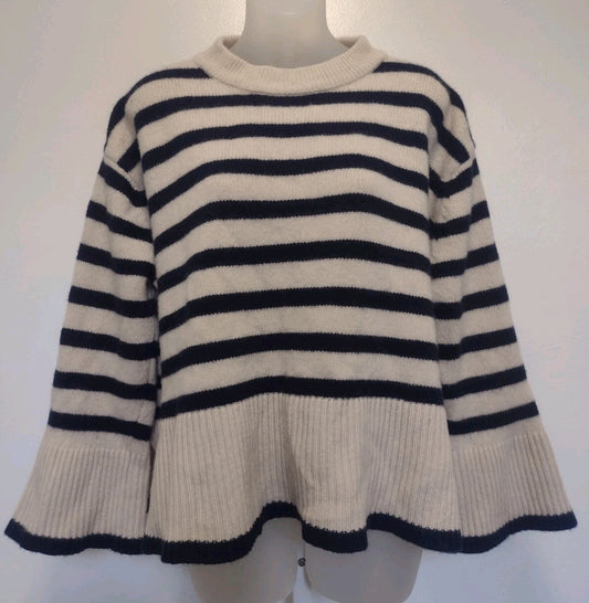 Rosaé Paris Le Sablons Sweater Size 1 Merino Cashmere Breton Stripe Boxy