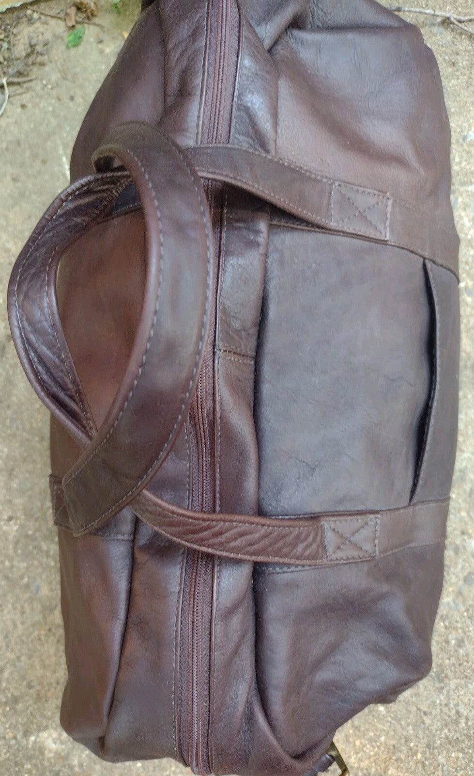 Vintage Genuine Leather Duffel Bag Chocolate Brown Weekender Travel Carry On