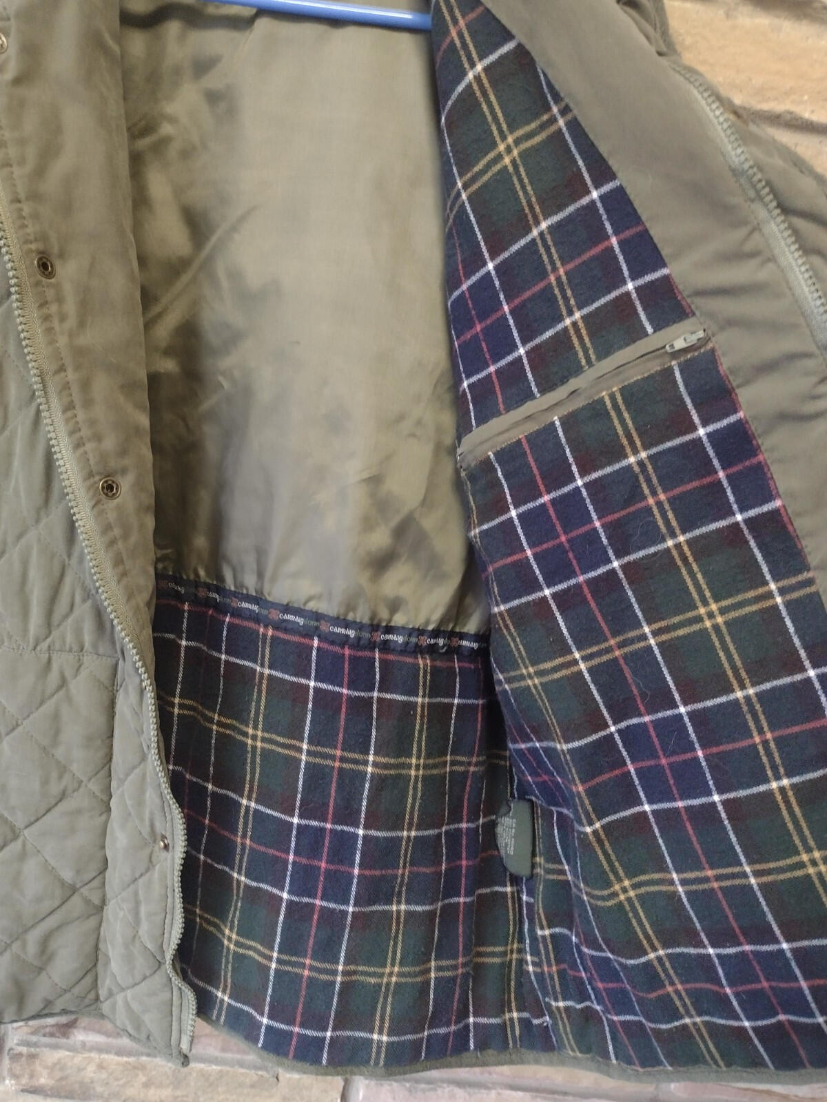 Carraig Donn Quilted Green Vest Teflon Coated Nylon Flannel Lining Mens Sz L