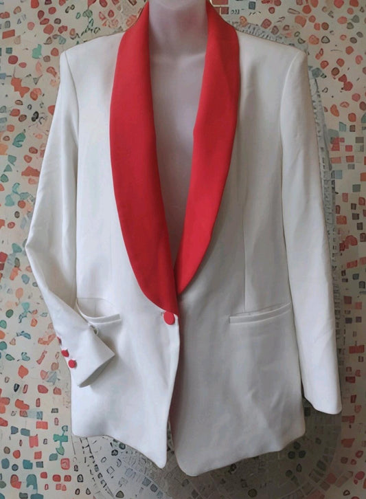 Retired alice + olivia Vernell Jacket White Orange Sz 8