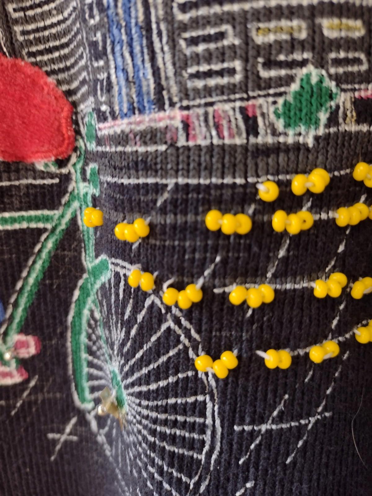 Rare 80s Fiorelle Paris 3D Artwear Sweatshirt Bicycle Cityscape M/L Handmade