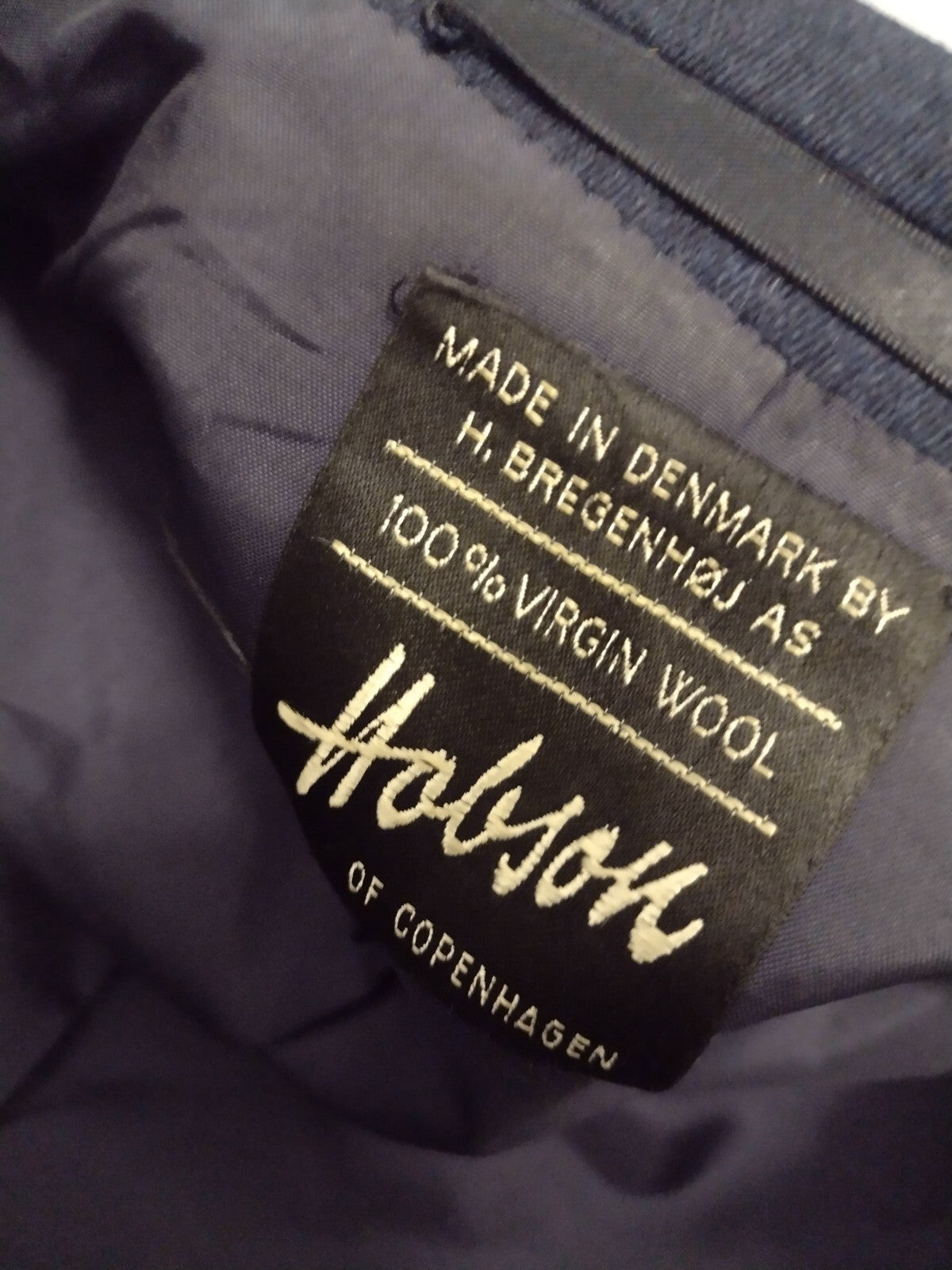 Vintage Mens Danish Wool Double Breasted Overcoat Navy Scandinavian Hobson XL