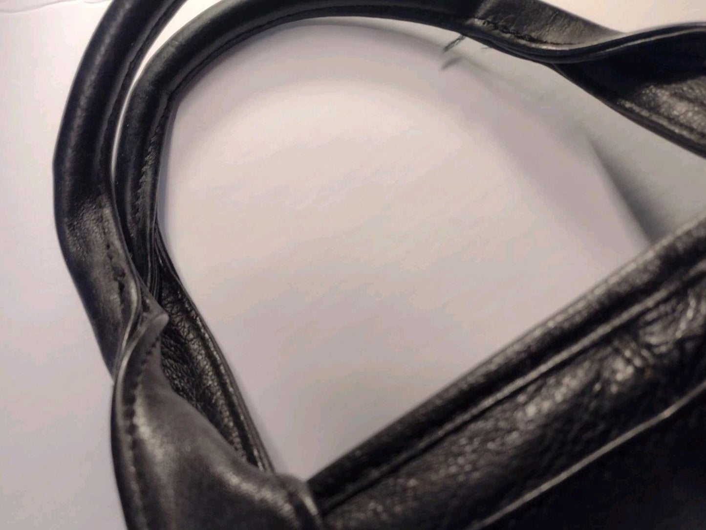 Vintage Black Leather Briefcase Organizer Bag RKS Zippers Made in Taiwan