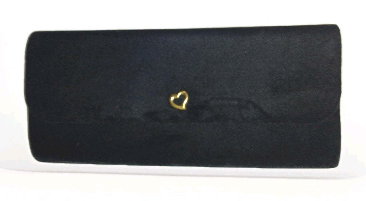 Vintage Victoria's Secret Black Velvet Clutch Gold Heart Evening Party Purse New