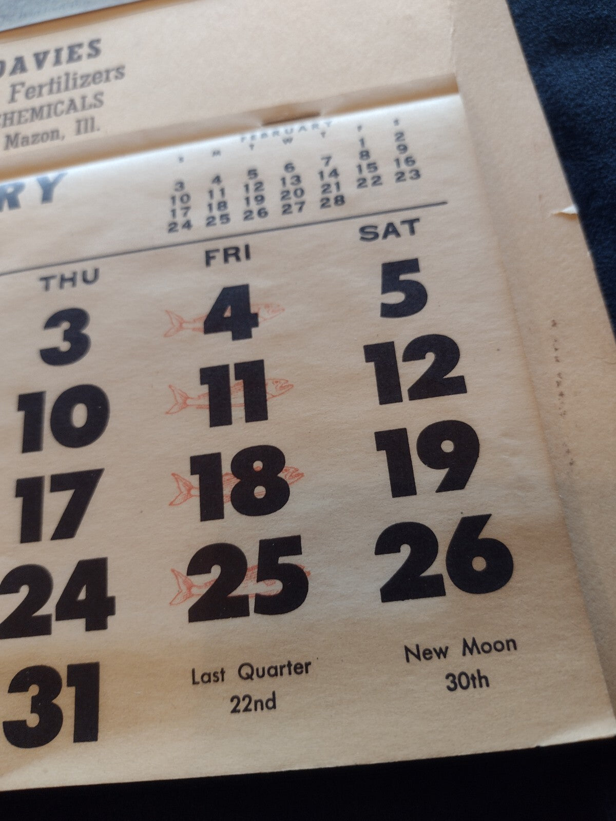 1957 Advertising Calendar Barefoot Boy Farm Mazon Illinois Vintage Complete
