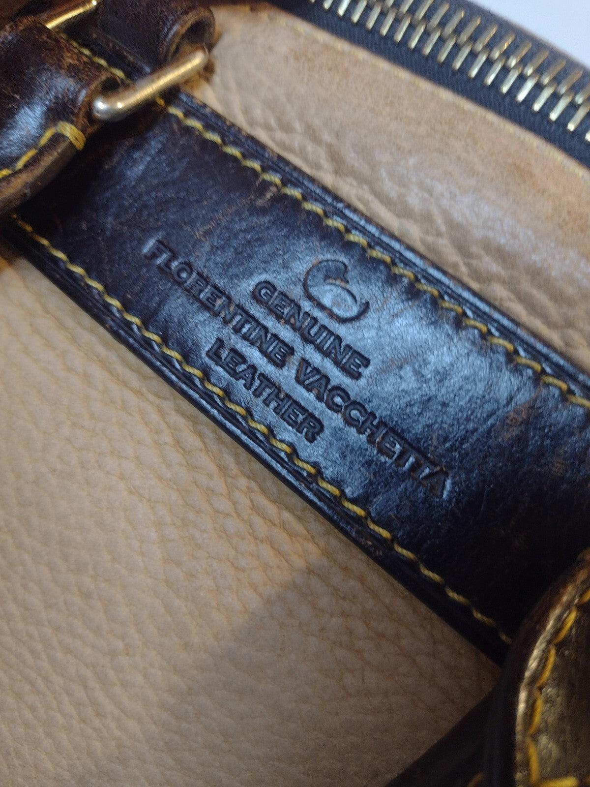 Dooney & Bourke Florentine Vachetta Leather Satchel Crossbody Bag Cream Brown