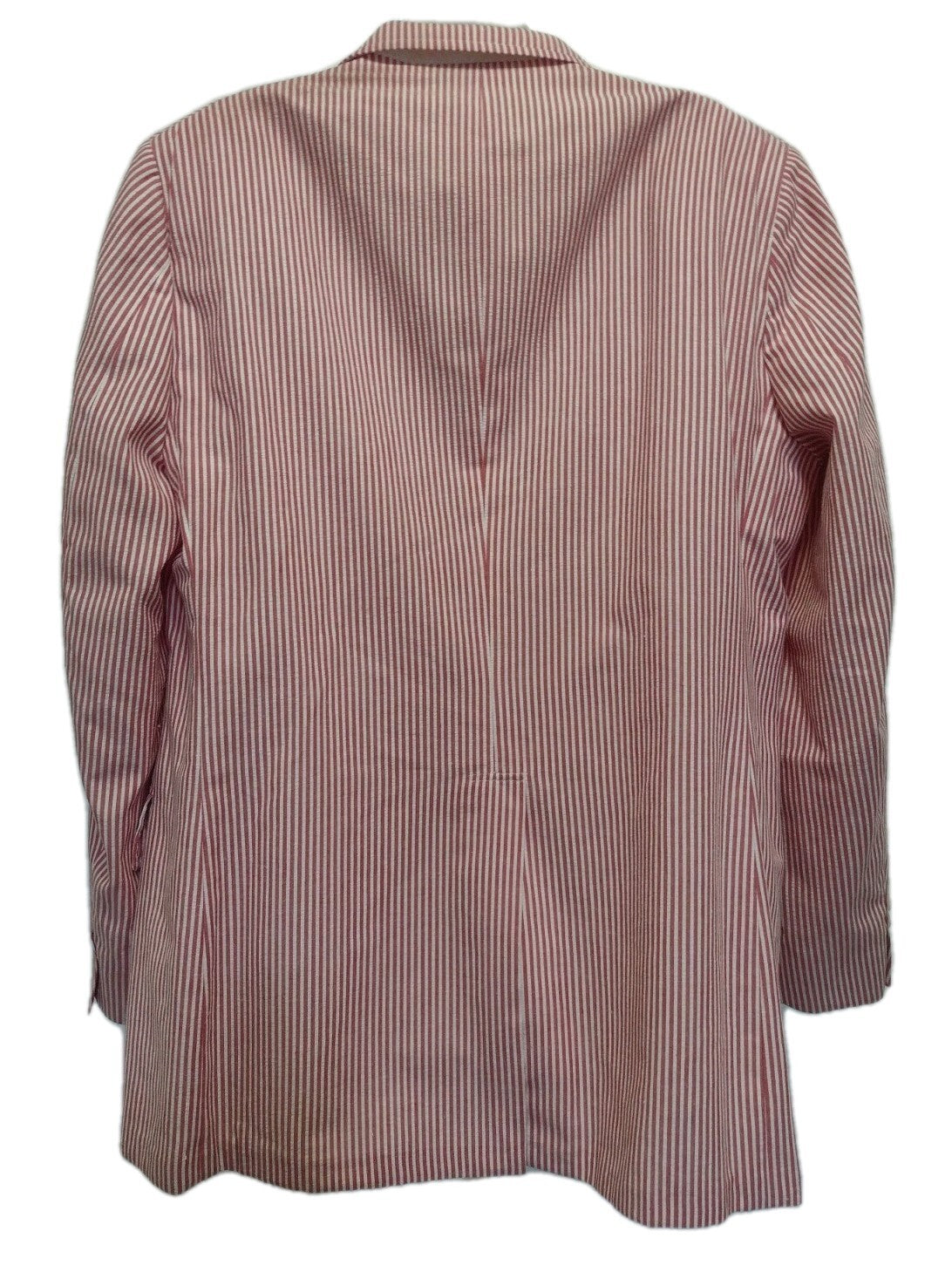 Vintage 80s Patrick James Seersucker Sport Coat Red White Stripe Preppy USA