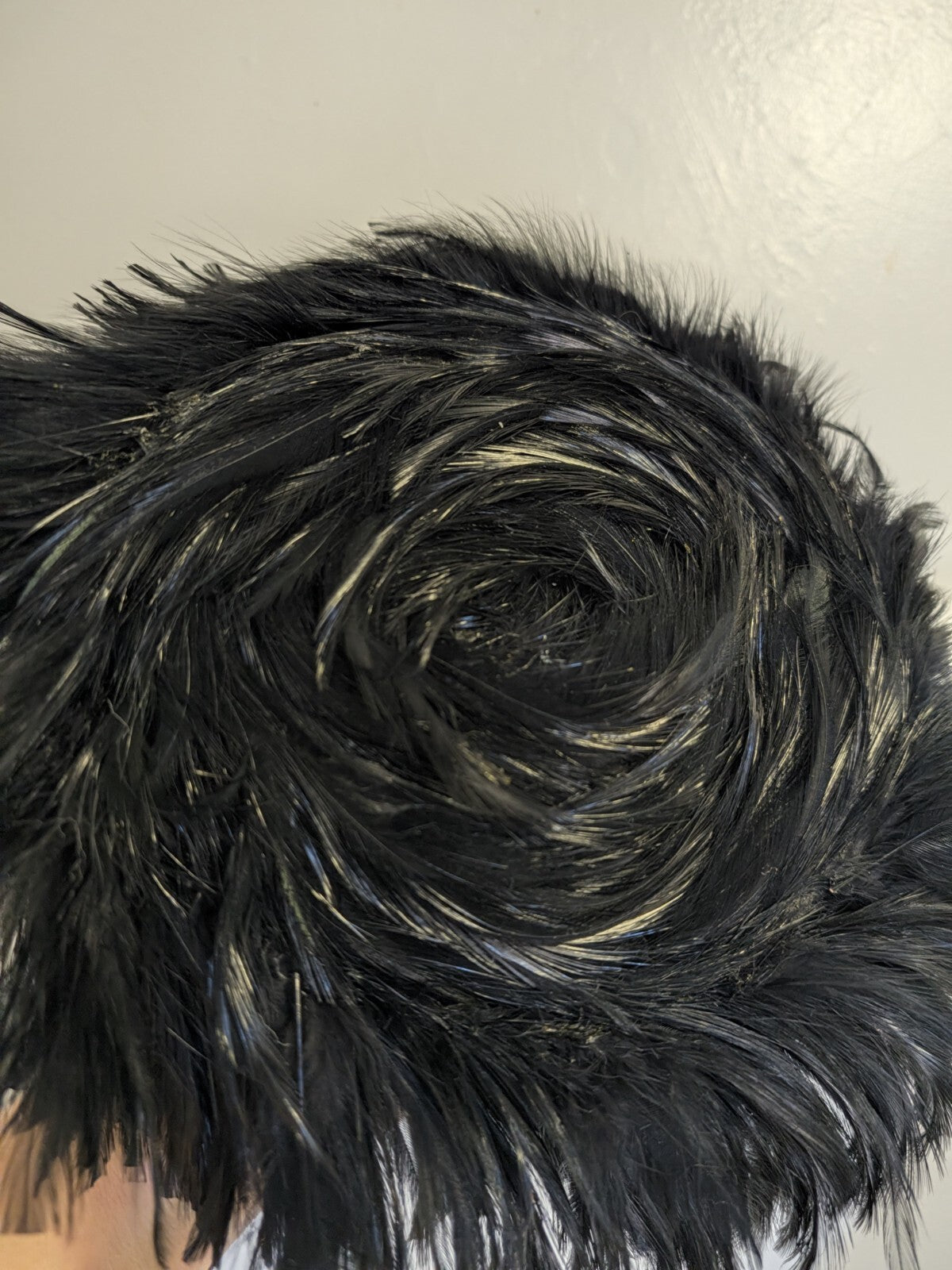 Vintage Feather Hat Black Pillbox Cocktail 1950s 60s Toque Percher Unbranded