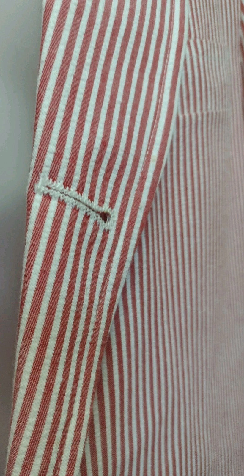 Vintage 80s Patrick James Seersucker Sport Coat Red White Stripe Preppy USA