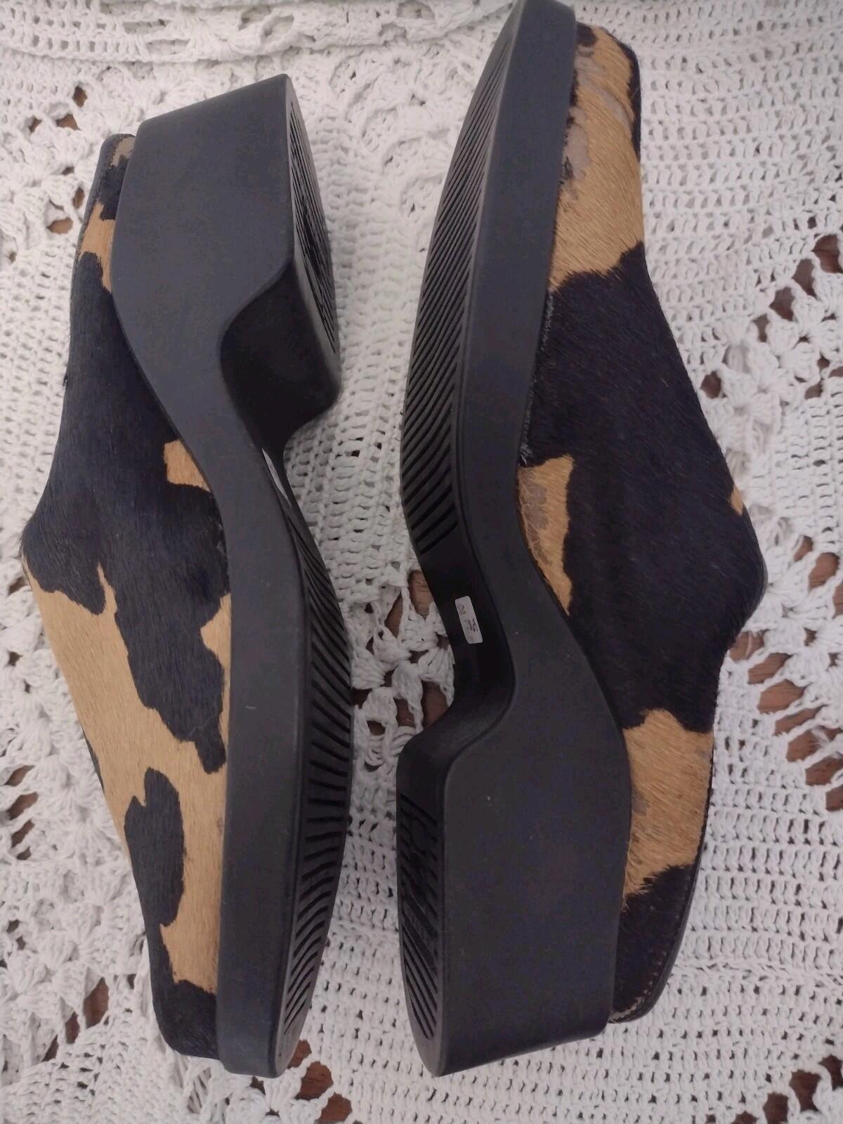 Retired VTG OS By Artifacts Pony Hair Brown Black Clogs Rubber Sole Sz 7