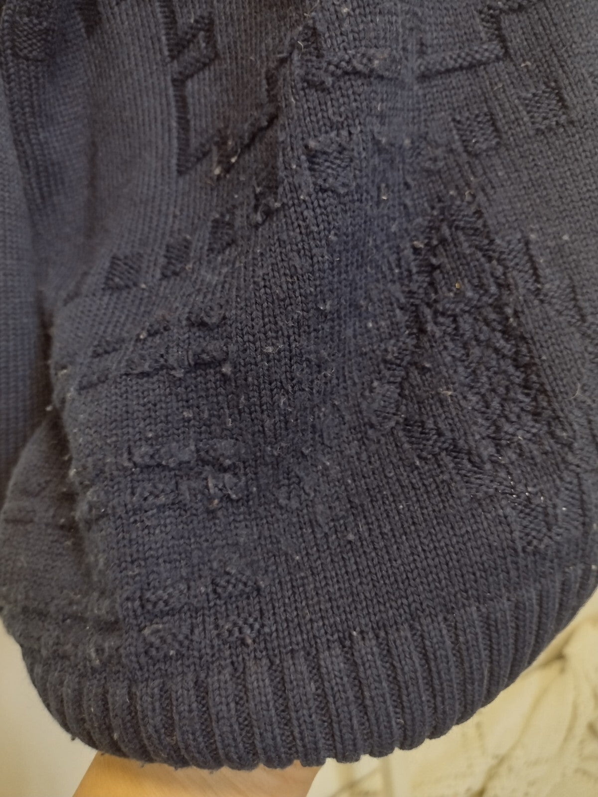 Vintage Blarney Castle Designs Ireland Sweater L Navy Celtic Grandpa Knit