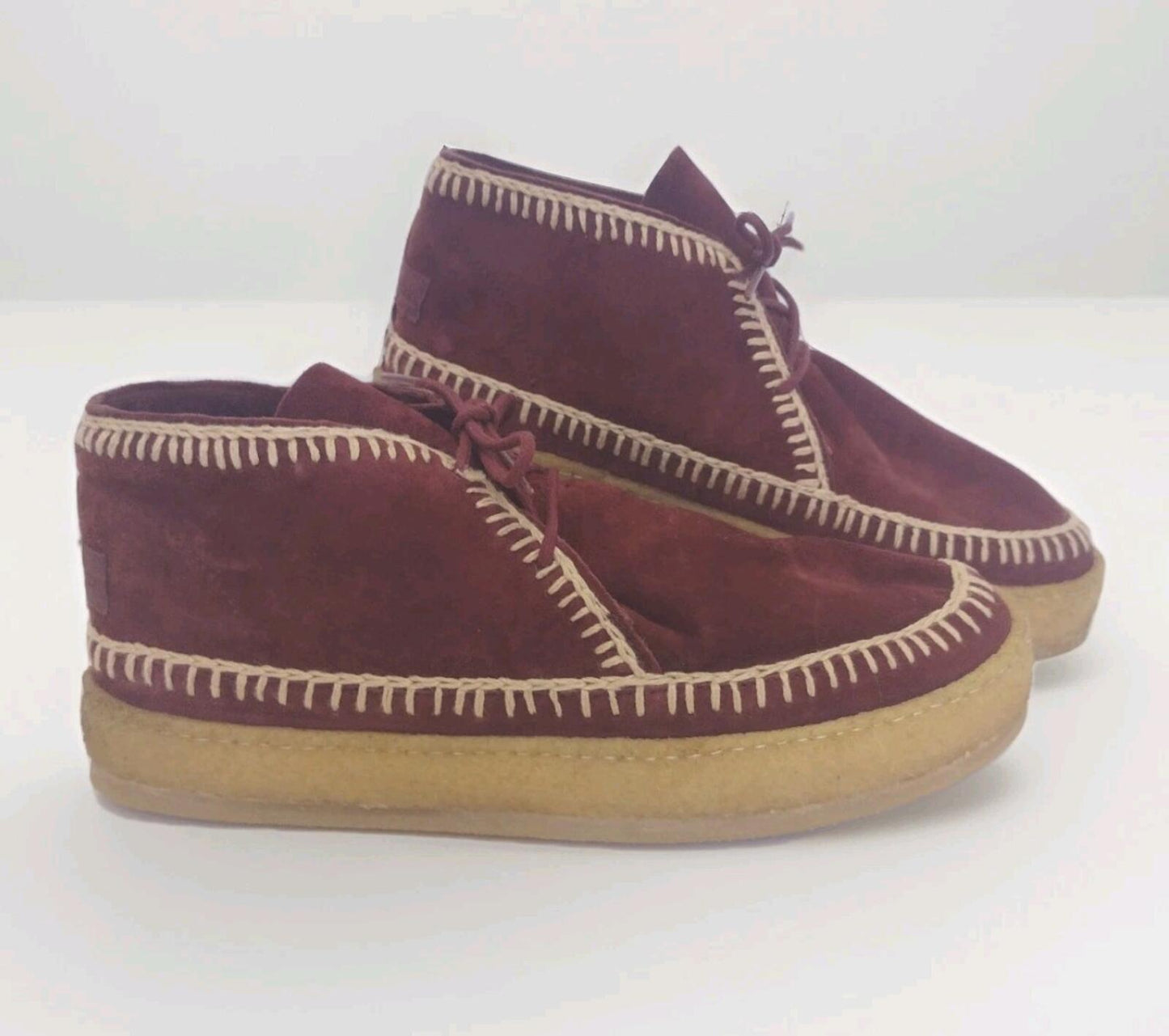 Laidback London Shenje Burgundy Suede Boots Women’s 39 Handmade Crepe Sole