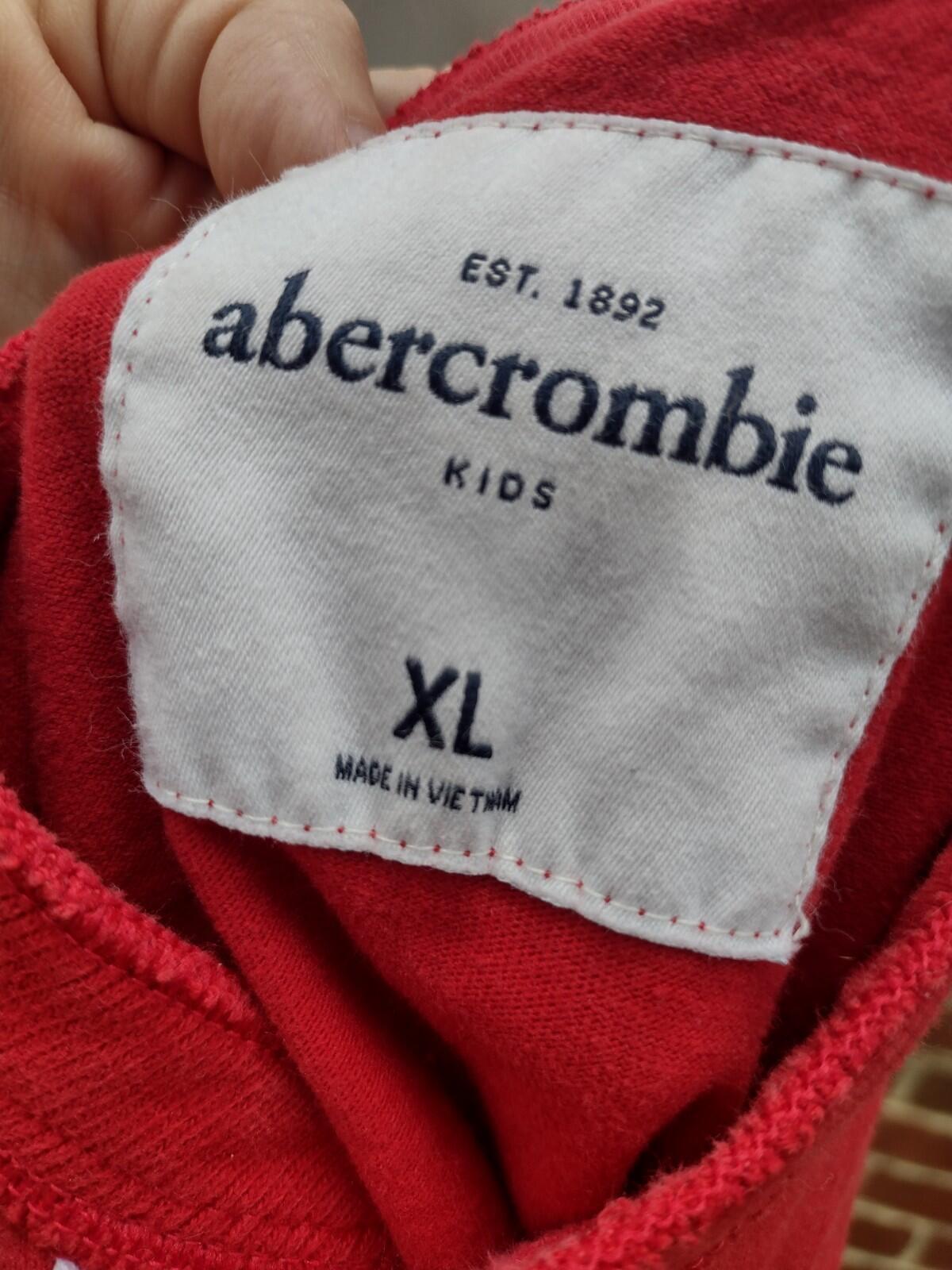 Abercrombie Kids XL Red Henley Top Logo Sleeve Y2K Fitted Women Girls