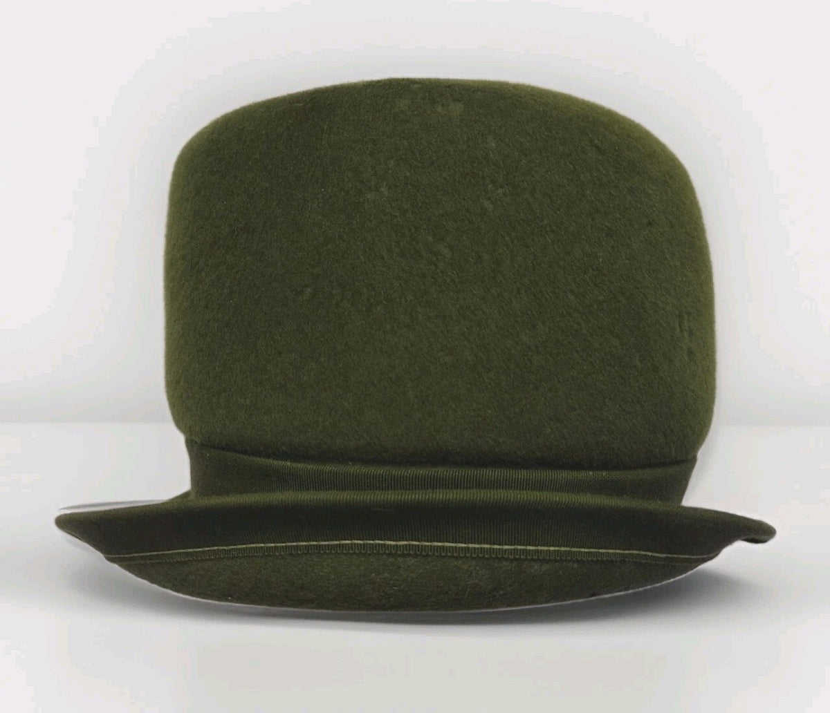 Vintage 1960s Womens Glenover Felt Hat Olive Green Mod Cloche Henry Pollak