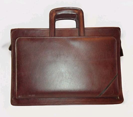 Vintage 1990s Mead Cambridge Burgundy Faux Leather Briefcase Portfolio 16"