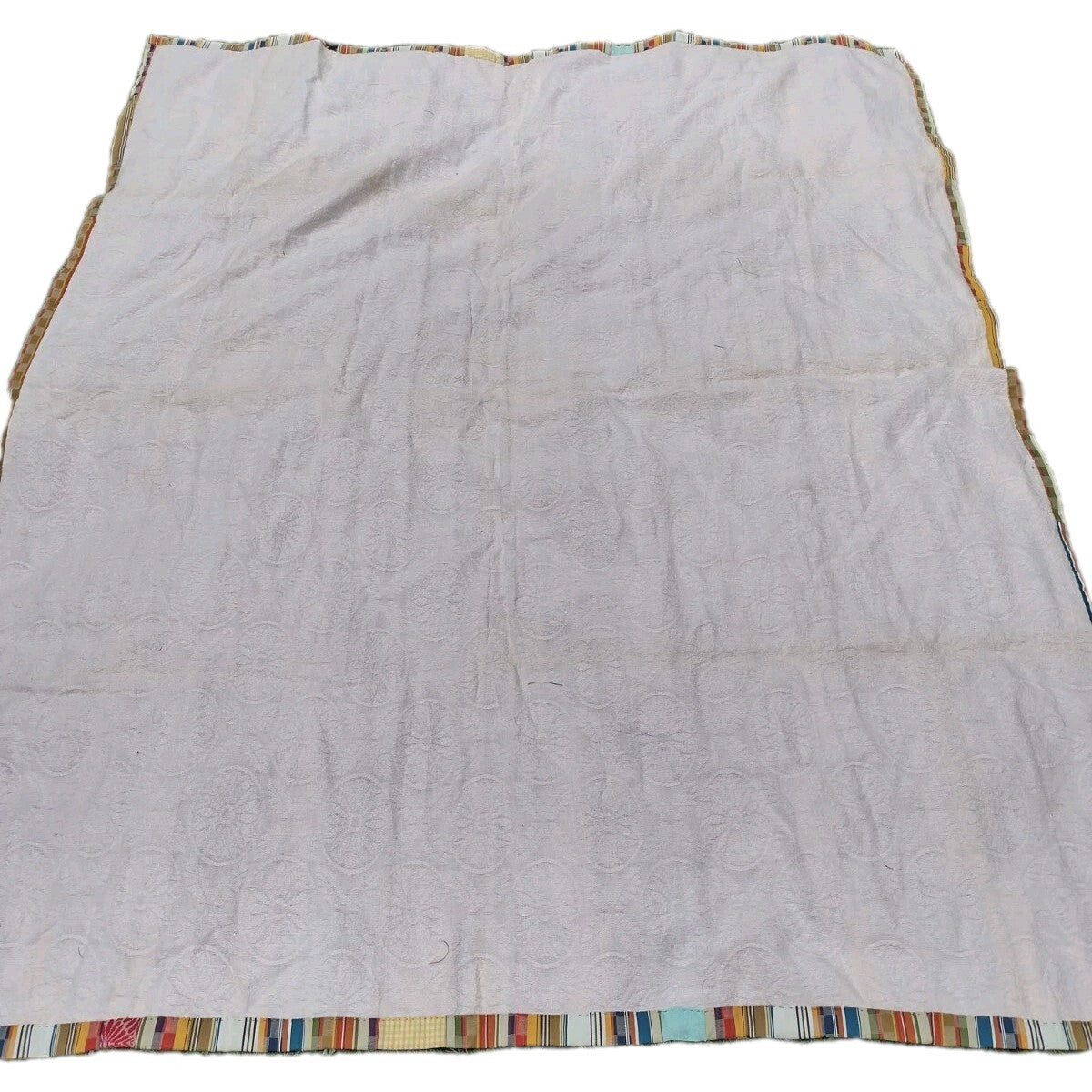 Vintage 1970s Handmade Patchwork Quilt 68x86 Tied Scrap Coverlet Retro Folk Art