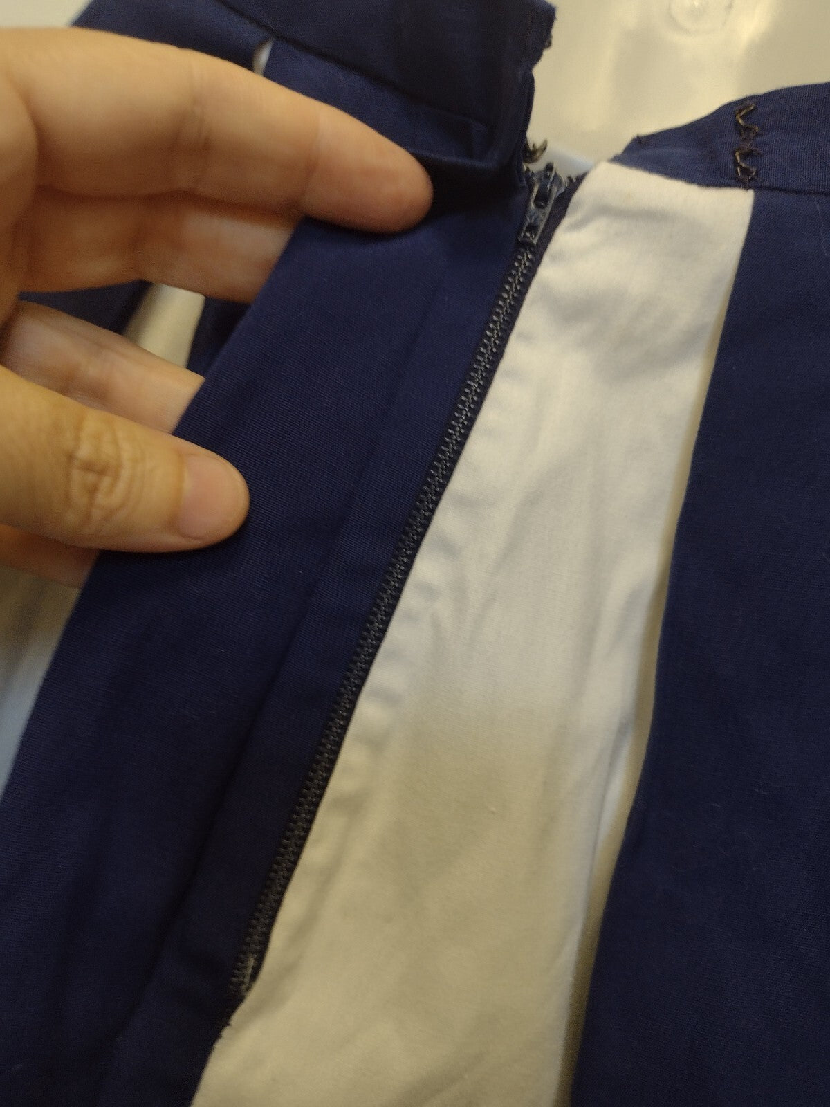 Vintage 1960s Cheerleader Skirt Navy White Pleated Handmade School Spirit Cotton