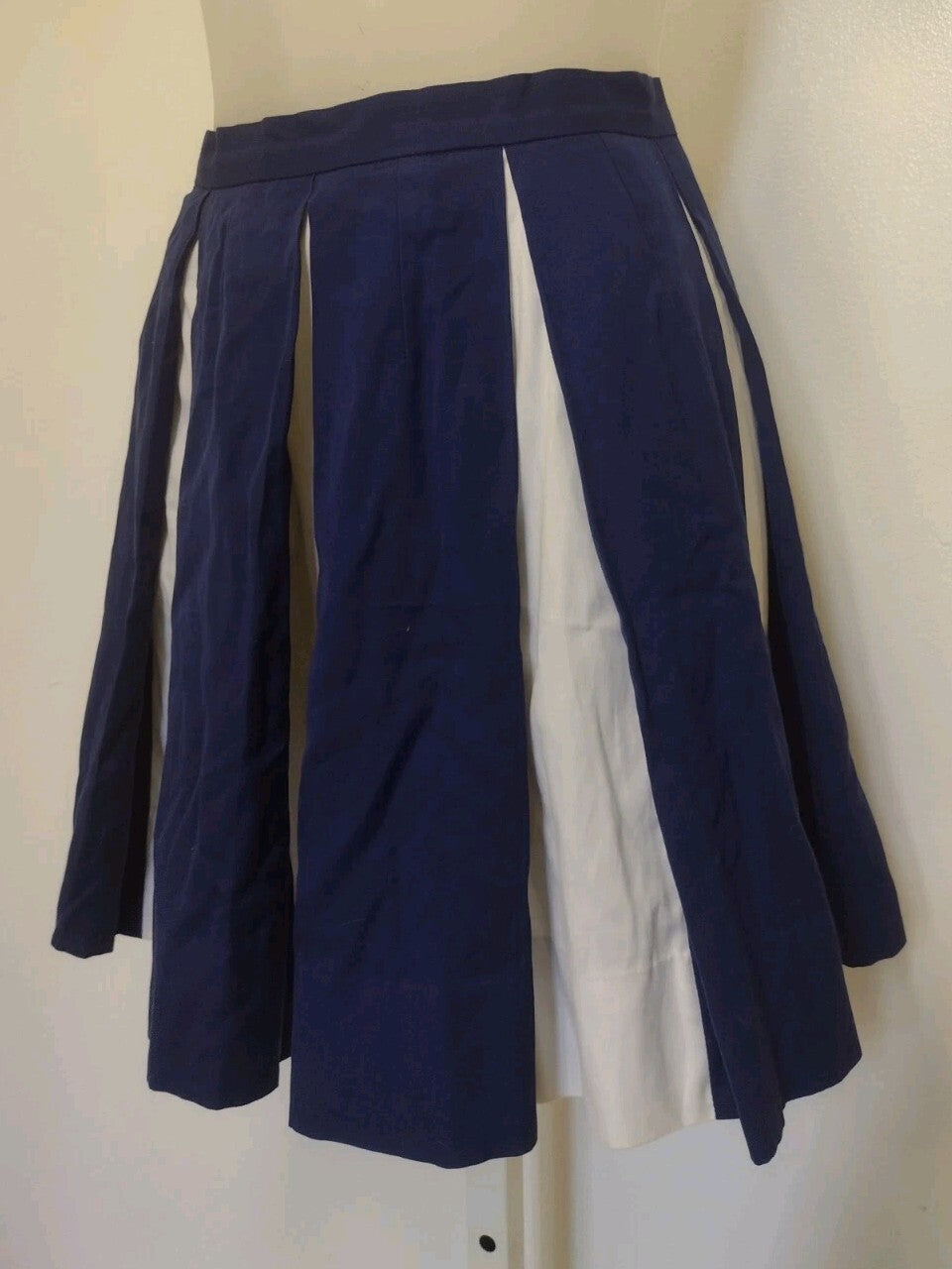 Vintage 1960s Cheerleader Skirt Navy White Pleated Handmade School Spirit Cotton