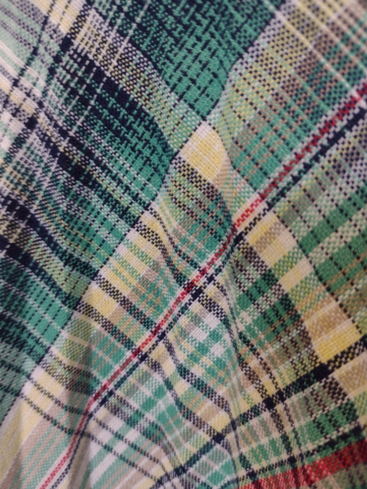 Vintage Pan-Ther Plaid Midi Skirt 15/16 Green Linen Blend Pleated Academia 70s