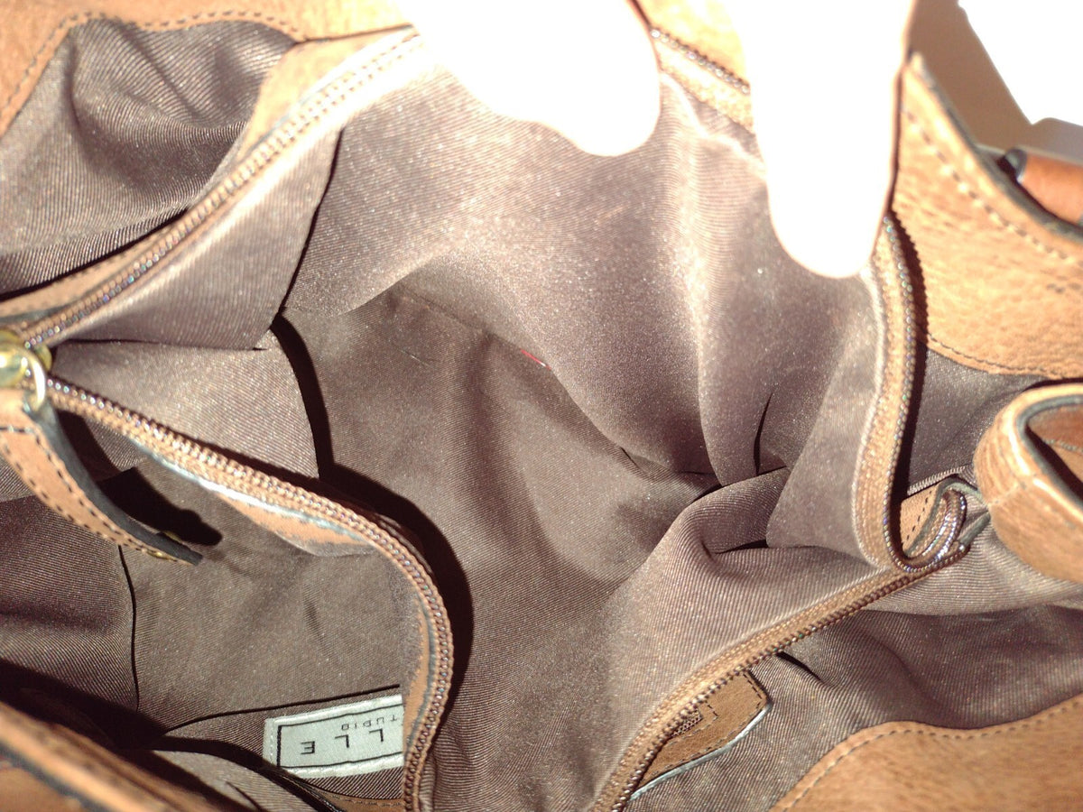 Y2K Boho Genuine Leather Satchel Brown Slouchy Pelle Studio Shoulder Bag