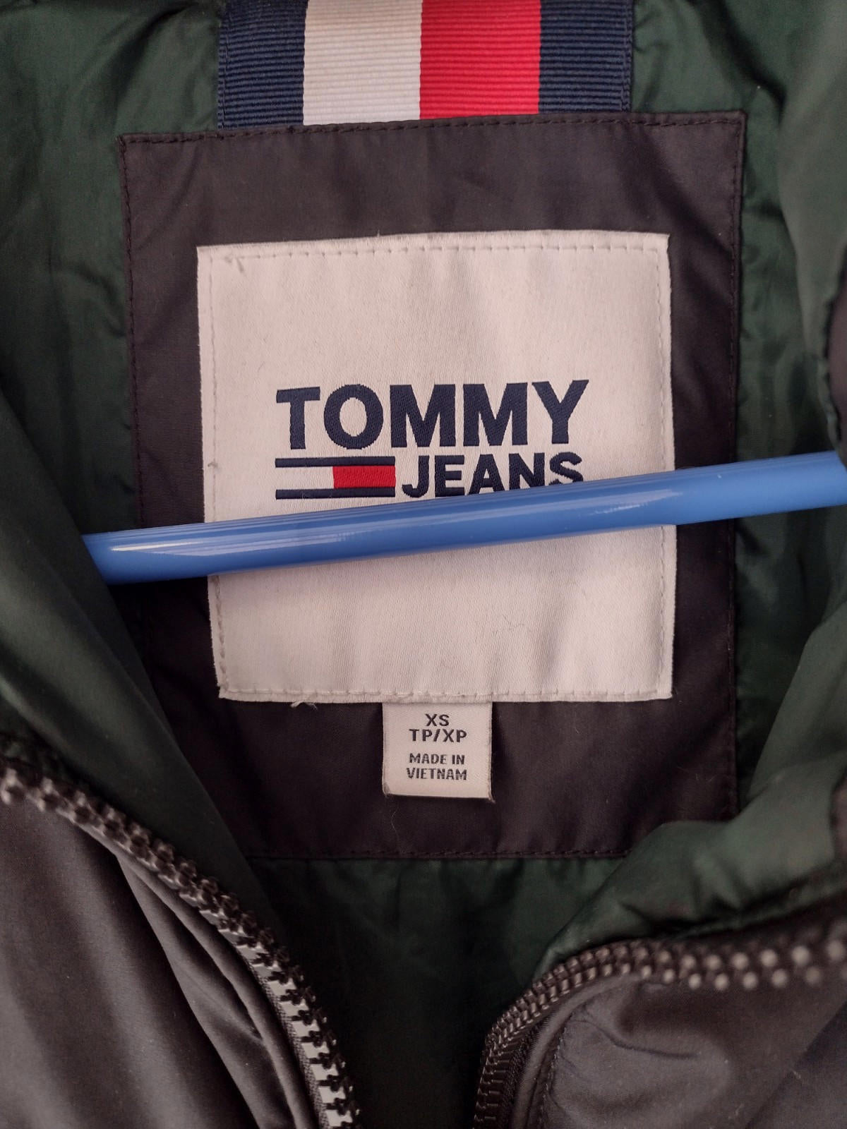 Vintage 2006 Tommy Hilfiger Tommy Jeans Puffer Jacket XS Blue Hood Rare Y2k