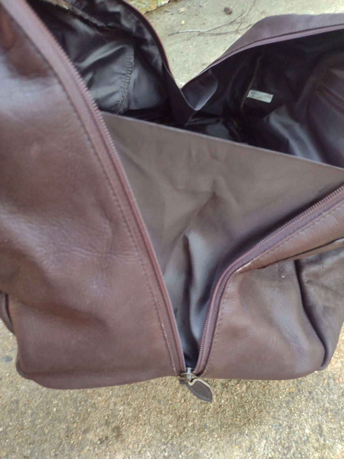 Vintage Genuine Leather Duffel Bag Chocolate Brown Weekender Travel Carry On