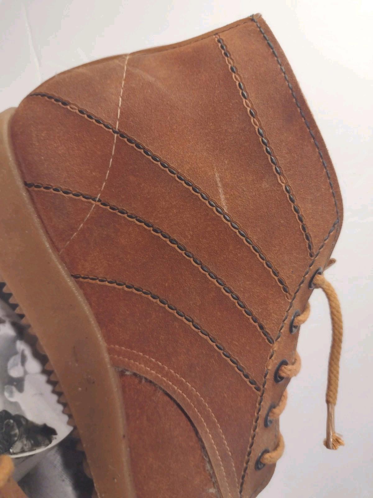 Vintage 70s Suede Sherpa Lined Lace Up Winter Booties Women’s 9.5 Brown