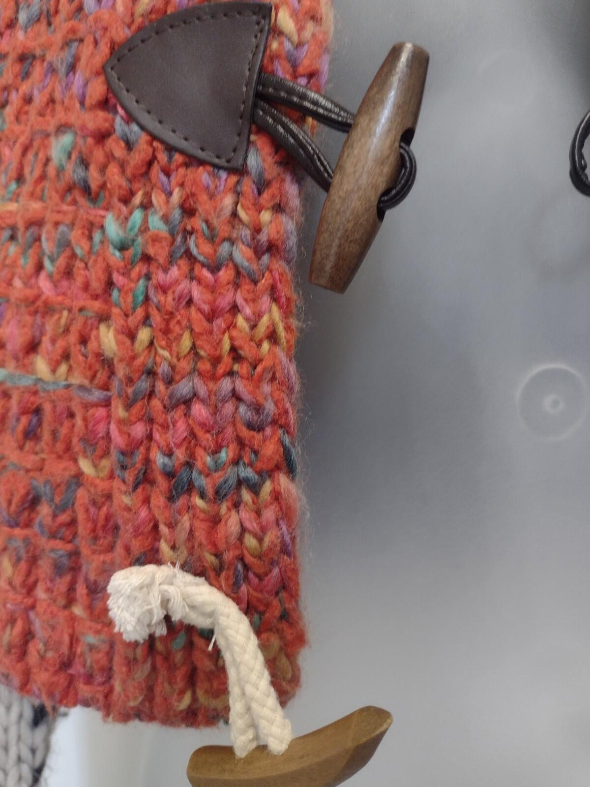 BDG Urban Outfitters Flynn Toggle Cardigan Chunky Knit Patchwork Cropped Sz XS