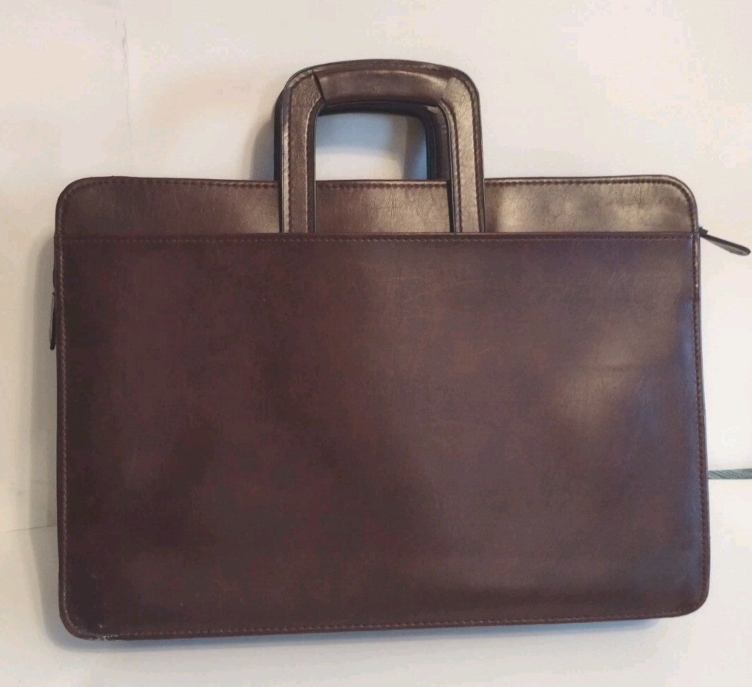 Vintage 1990s Mead Cambridge Burgundy Faux Leather Briefcase Portfolio 16"