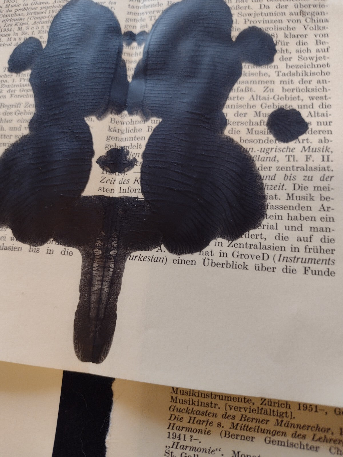 Rorschach Inspired Inkblot Hand Painted Vintage Book Pages 10 Pc Gothic Ephemera