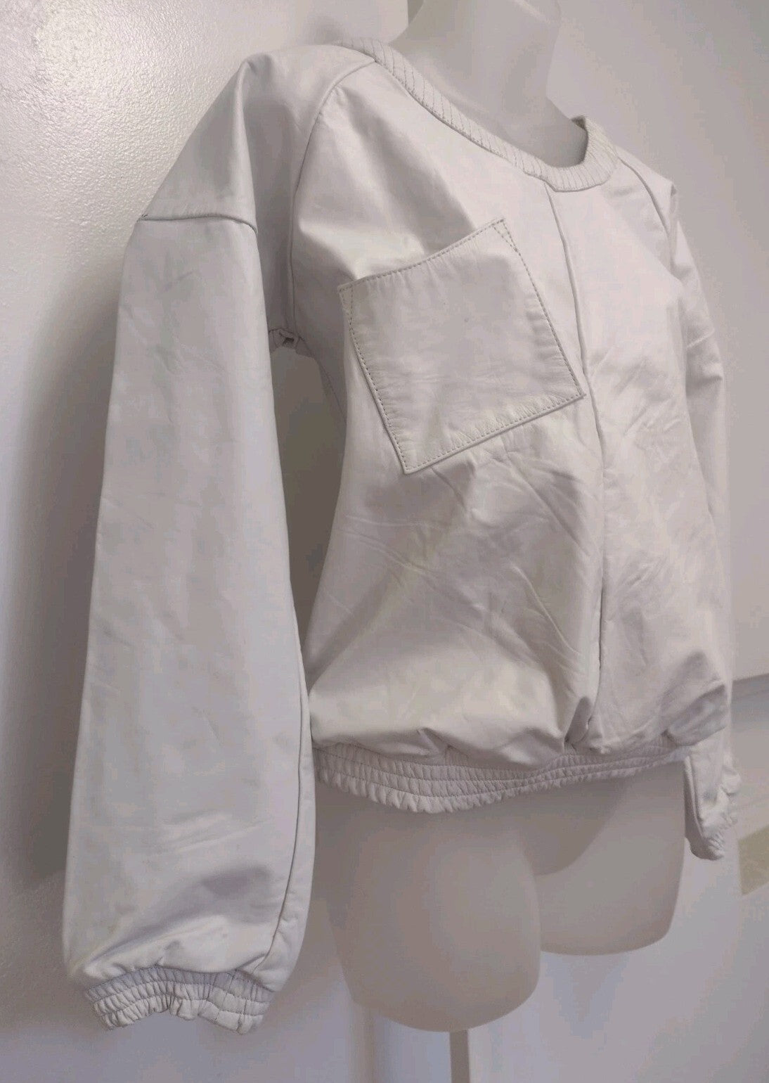 One Teaspoon White Leather Pullover Top Cropped Streetwear