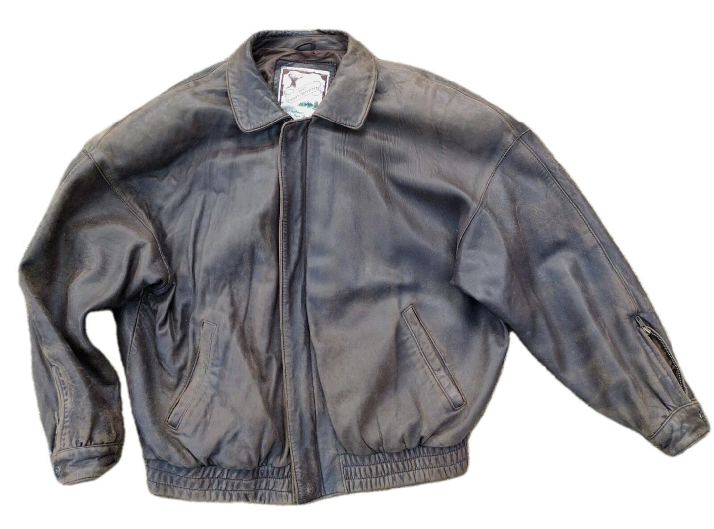 80s Luis Alvear Lamb Leather Bomber L Korea Soft Patina