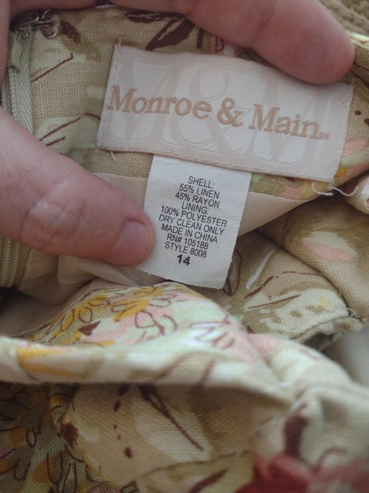 Beige Floral Garden Party Suit Feminine Linen Set 14 Monroe & Main Jacket Skirt