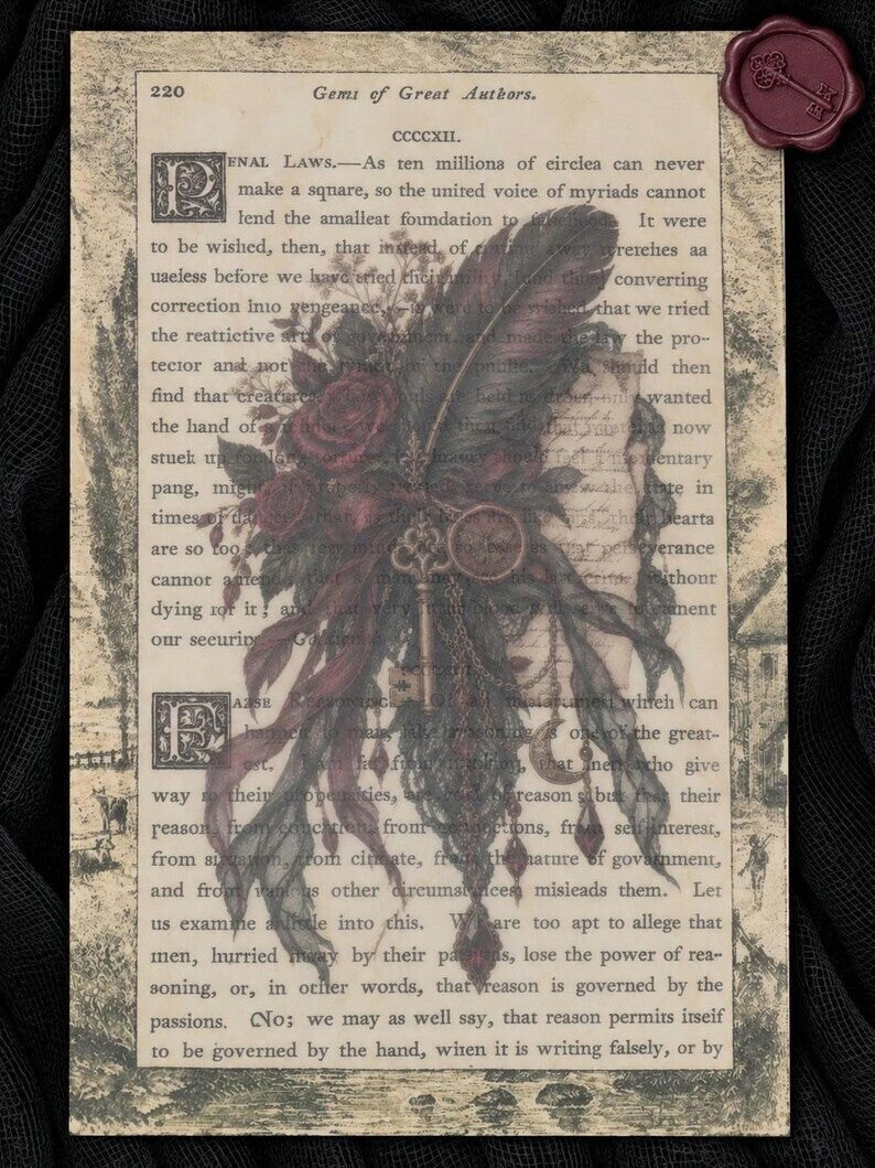 Gothic Ephemera Art Cards Stickers Dark Academia Victorian Book Page Apothecary