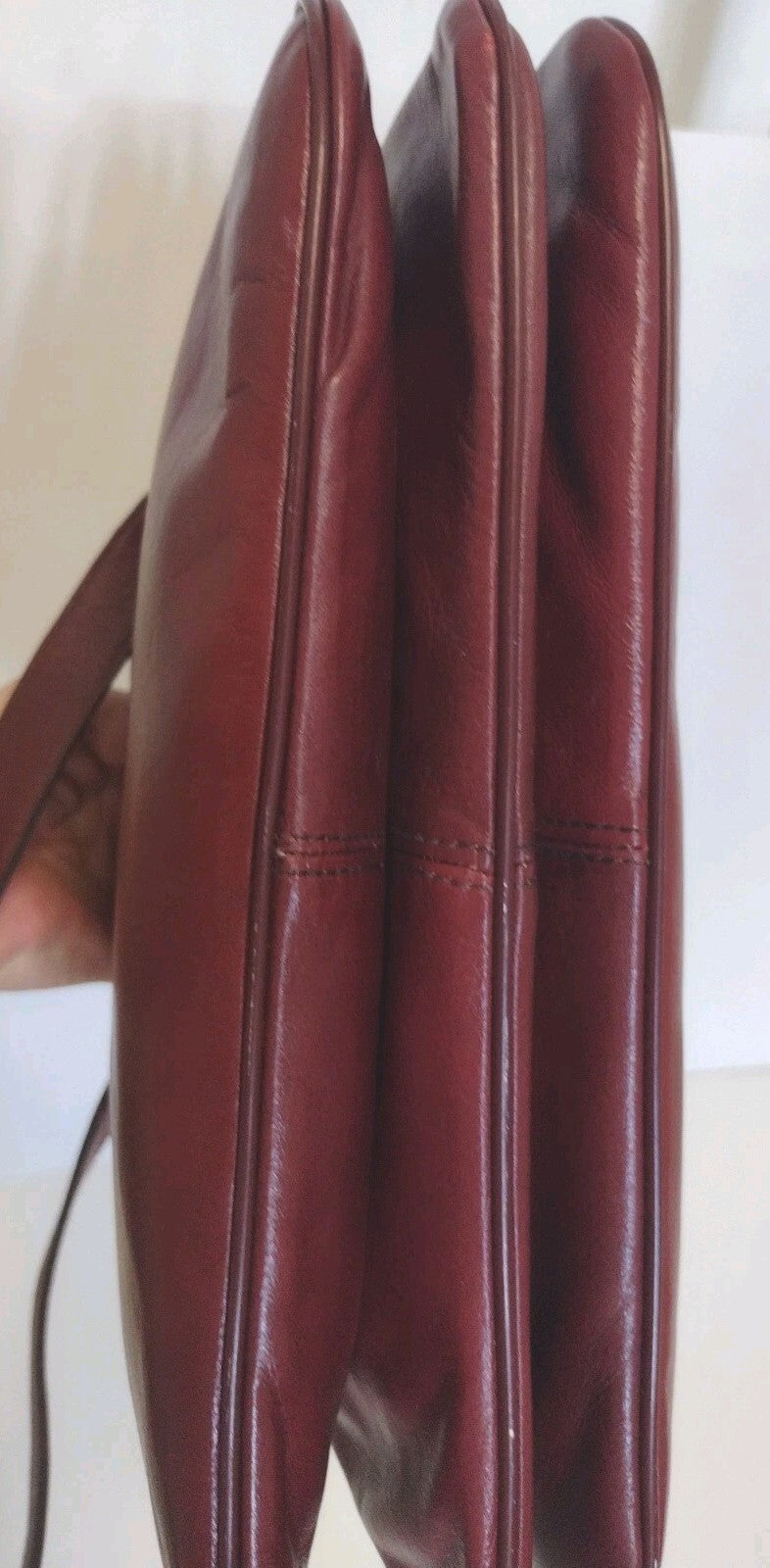 Vintage 70s Etienne Aigner Oxblood Leather Shoulder Bag Organizer Purse