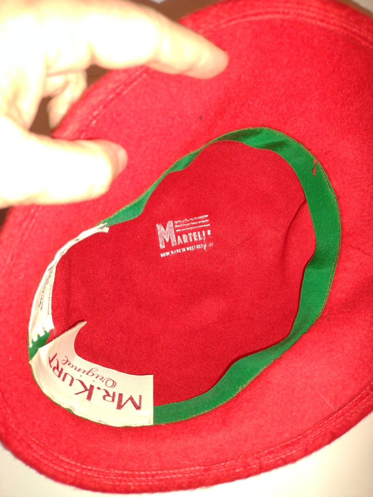 Vintage 1960s Mr Kurt Red Fur Felt Toque Hat Martelle West Germany Mod