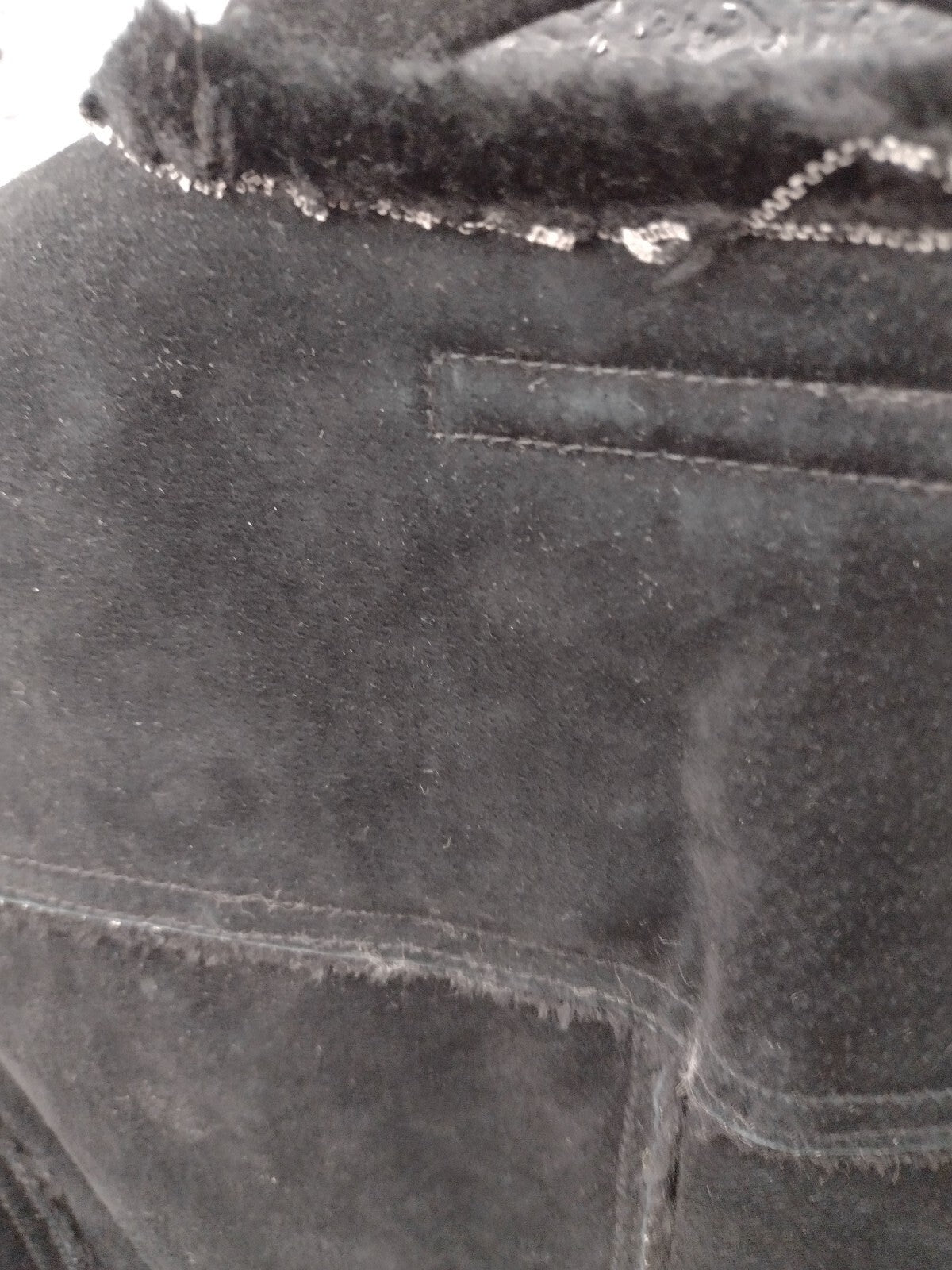 A.M.I. Y2K Black Suede Leather Vest Faux Fur Embroidered Studded Western M