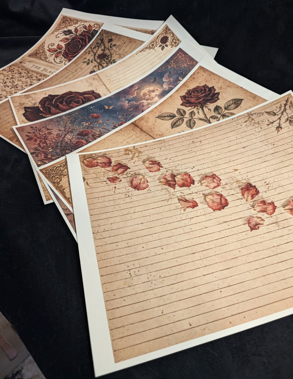 Black Rose 6 Paper Kit Gothic Journal Ephemera Victorian Junk Journal Scrapbook