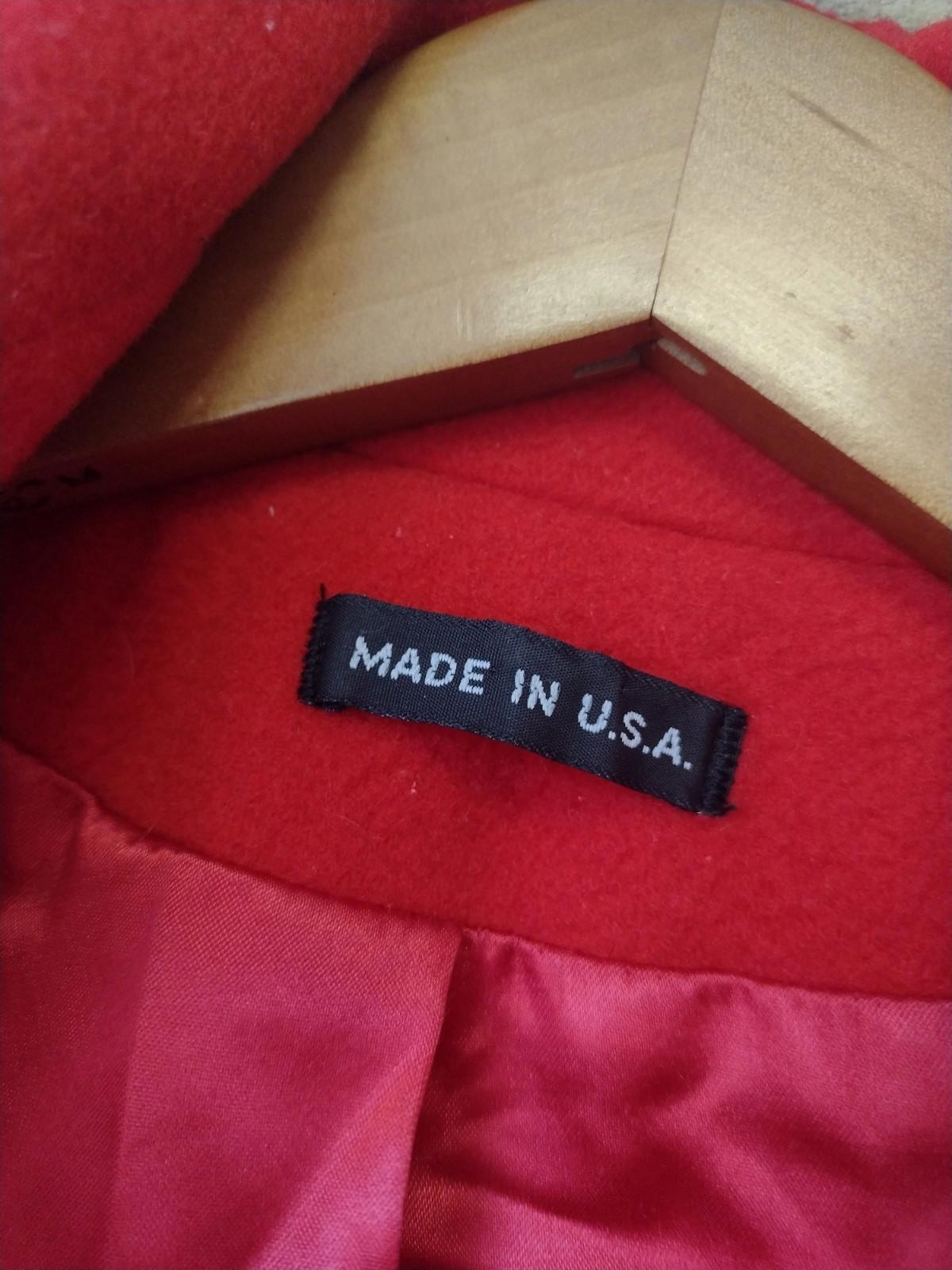 1970s Red Wool Single-Breasted Coat ILGWU Union Made USA Wool Satin Lined S/M -W