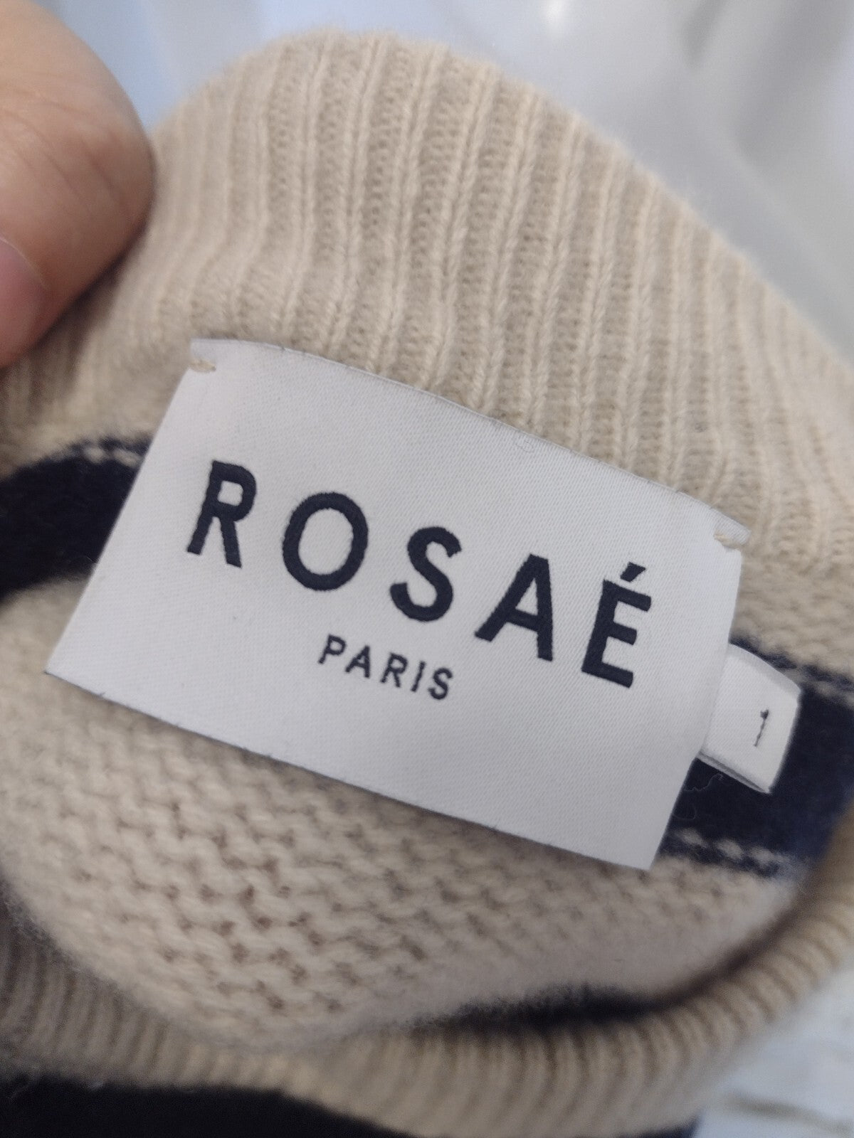 Rosaé Paris Le Sablons Sweater Size 1 Merino Cashmere Breton Stripe Boxy