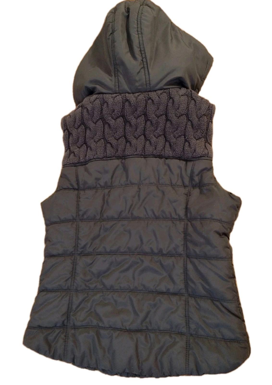 Aerie Aeropostale Y2K Zip Front Puffer Vest Sweater Knit Top Hooded Gray Sz M