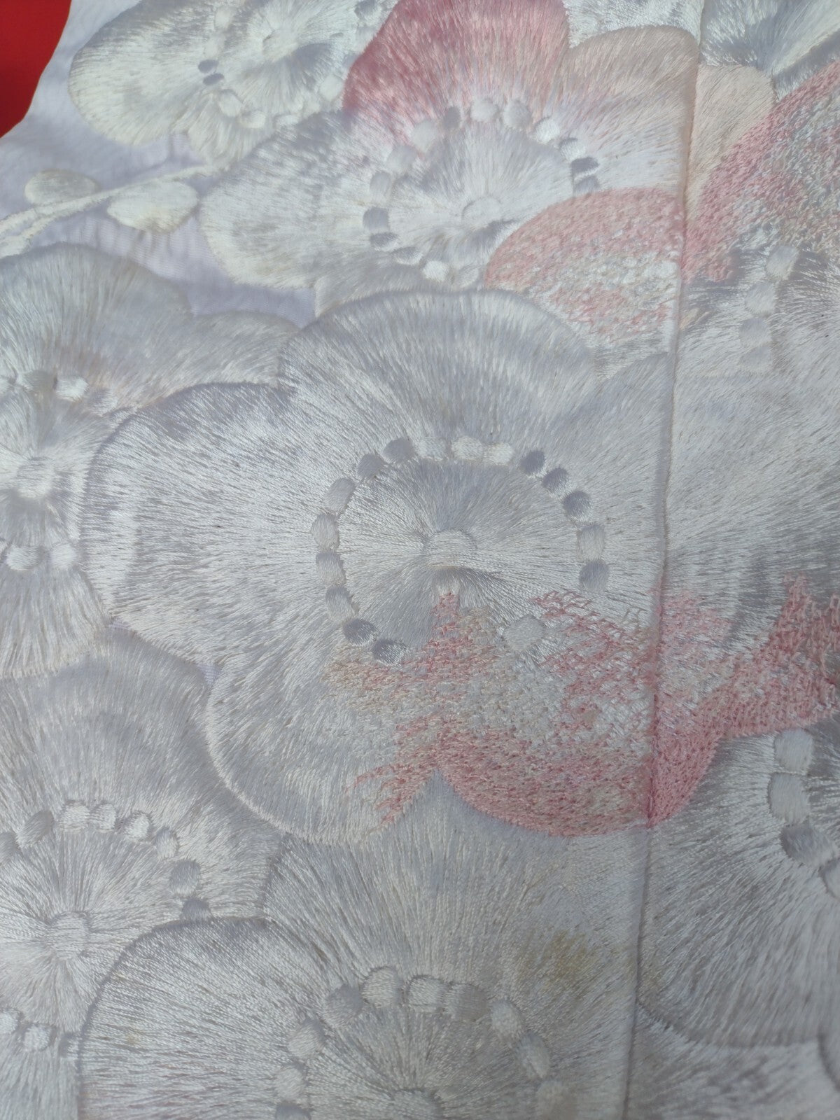 Vintage Japanese Uchikake Wedding Kimono Crane Embroidered Bridal Robe White Red