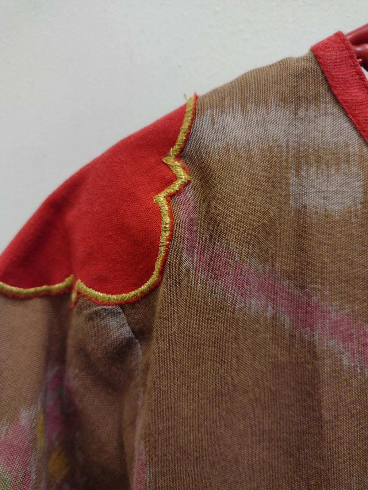 Sheridan French Brown And Fuchsia Dress Sz M Ikat Pattern Cotton Breathable
