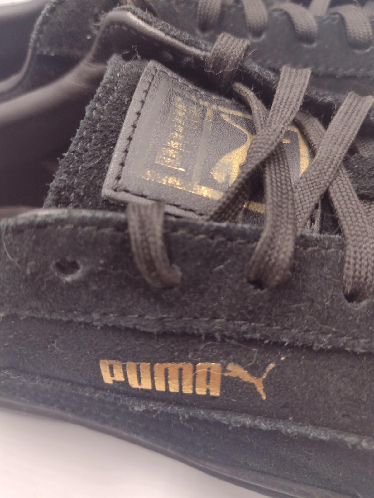 Puma Black Suede Gold Toe Platform Sneakers Sz 7.5 Women