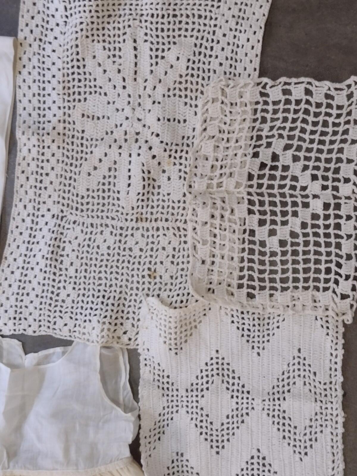 Antique & Vintage Textile Lot 58pc Linens Lace Nightgown Bonnet Dress Estate