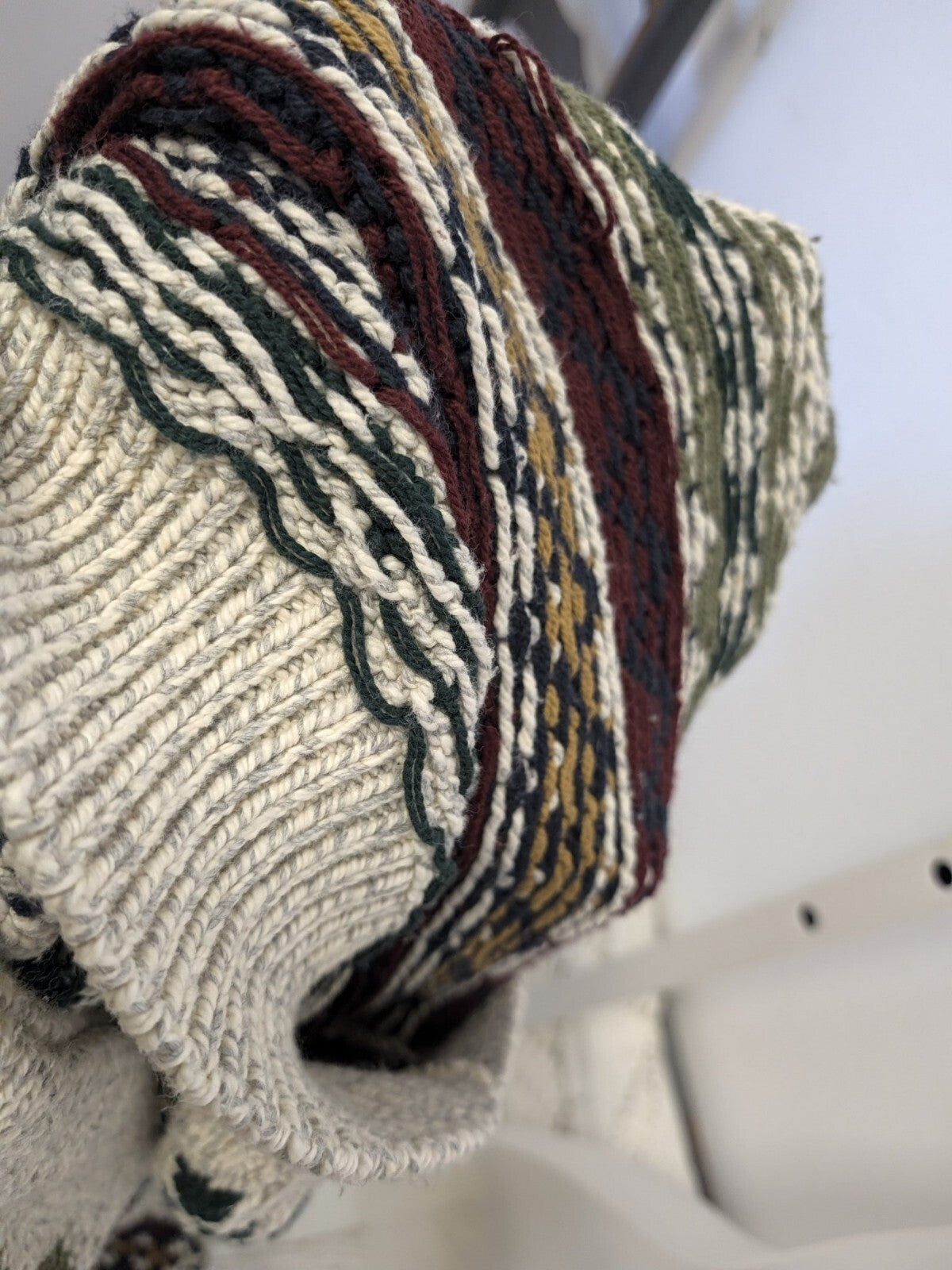 Mens Grandpa Fair Isle Sweater L Tall Robert Stock Vintage Nordic Knit Cotton