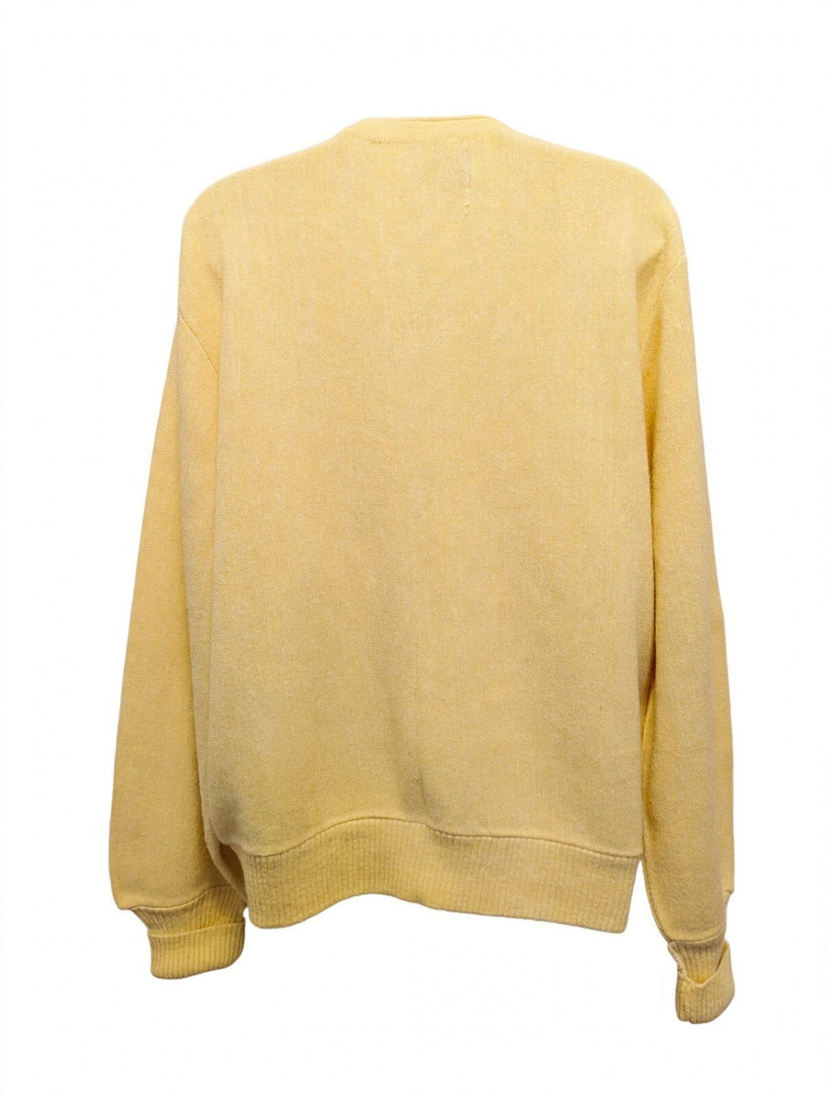 Vtg 60s 70s Grandpa Pastel Cardigan Yellow Orlon Acrylic V Neck Button Men