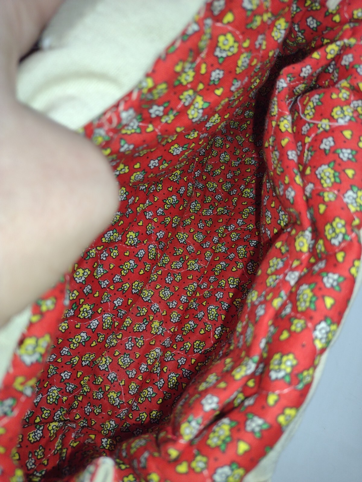 Vintage 70s Hand Painted Poppy Canvas Handbag Wood Handle Signed Folk Art Purse