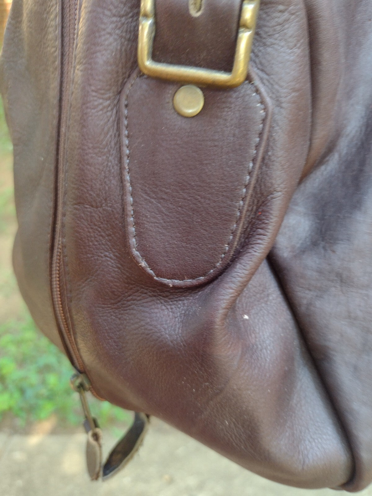 Vintage Genuine Leather Duffel Bag Chocolate Brown Weekender Travel Carry On